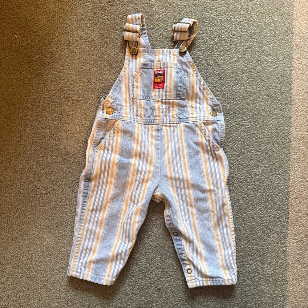 Vintage 1980s 1990s OshKosh B'gosh Striped Baby Overalls 18m
